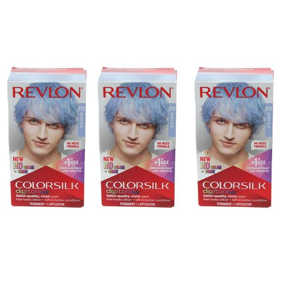 Hair Dye ColorSilk Digitones w/ Keratin 91D Silver Blue 3 Pack - Picture 1 of 6